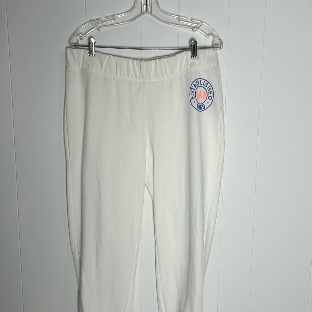 NWT GAP White Joggers Sweat Pant with Logo Detail Size Large